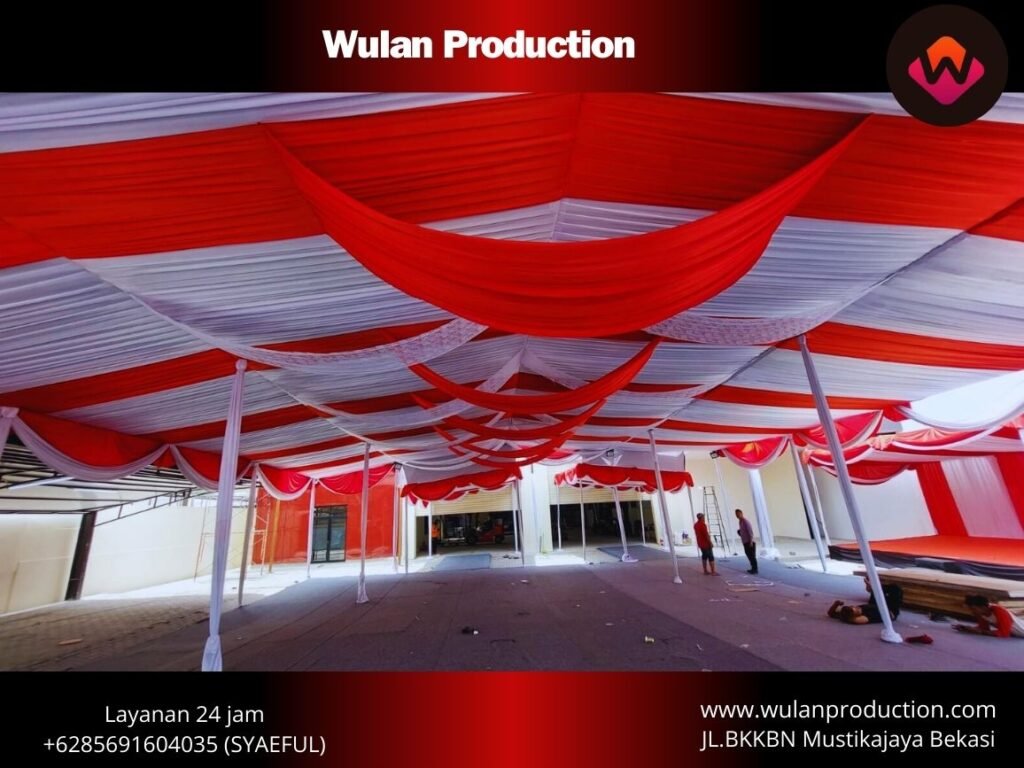 Sewa Tenda Serut Merah Putih Dekorasi Kain Juntai Jakarta 