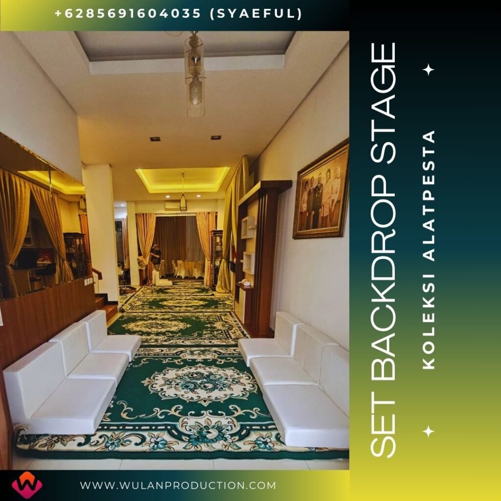 Layanan Sewa Karpet Permadani Hijau dan Sofa Putih Lesehan di Bogor