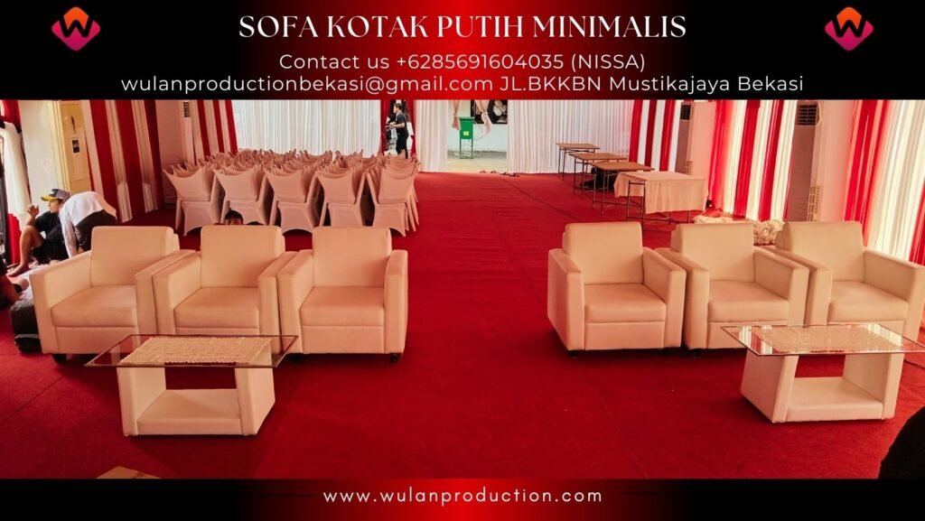 Rental Kursi Type Sofa Minimalis Kotak Putih Jakarta