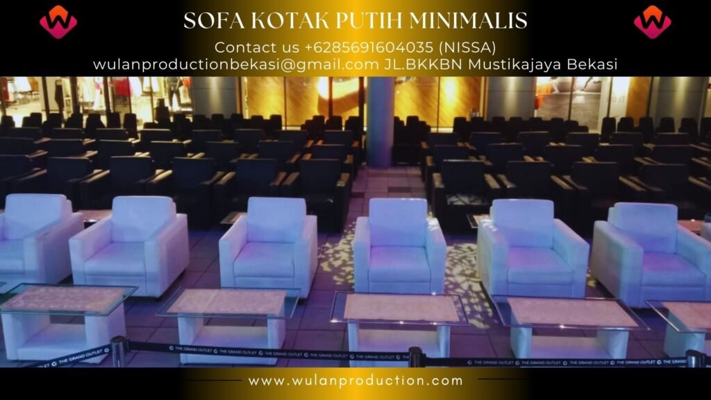 Rental Kursi Type Sofa Minimalis Kotak Putih Jakarta