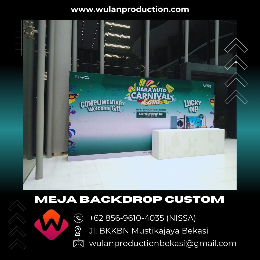 Sewa Meja Custom Dan Backdrop Custom Area Jakarta