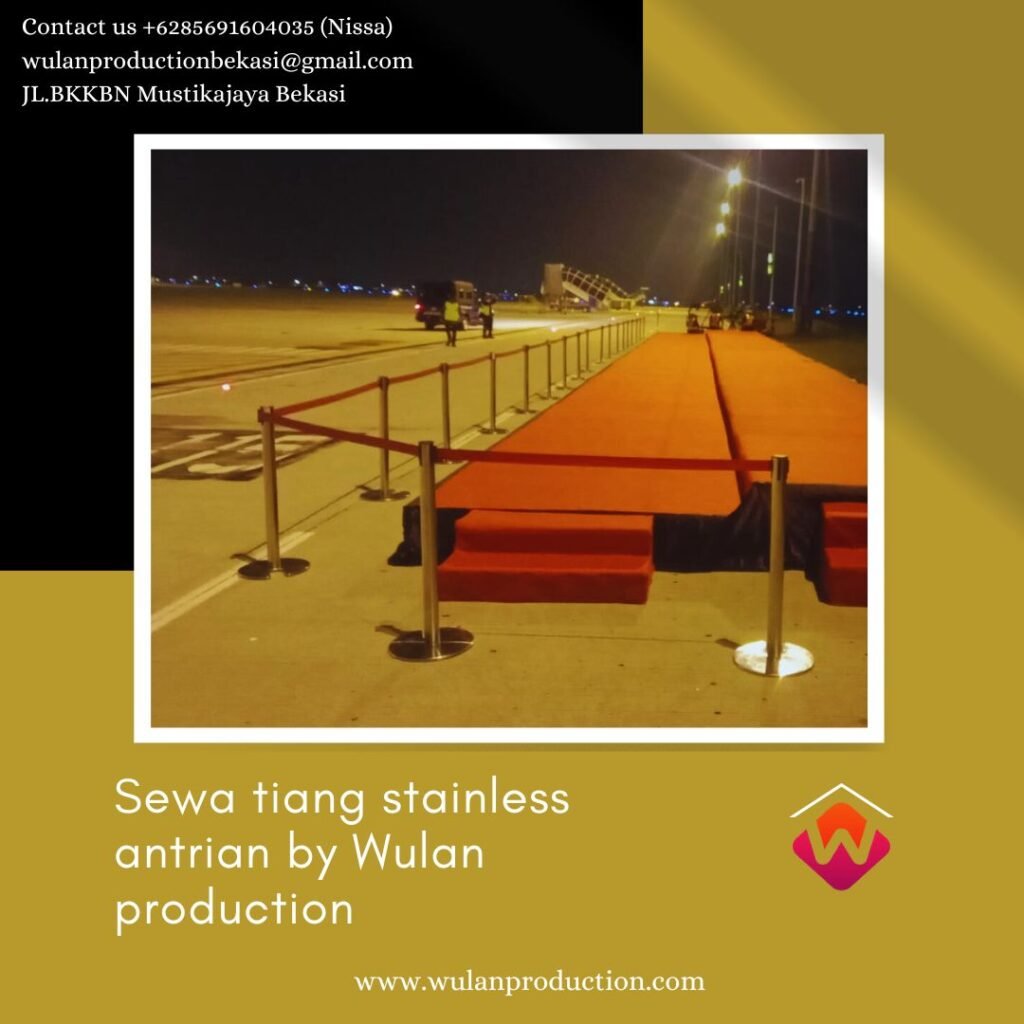 Sewa Tiang Stainless Antrian Sabuk Tarik Merah Area Jakarta