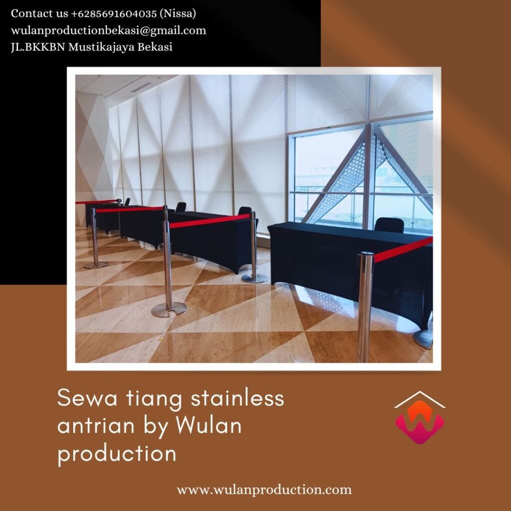 Sewa Tiang Stainless Antrian Sabuk Tarik Merah Area Jakarta