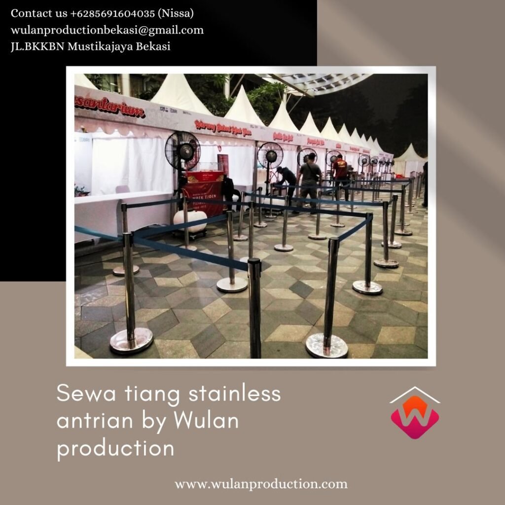 Sewa Tiang Stainless Antrian Sabuk Tarik Merah Area Jakarta