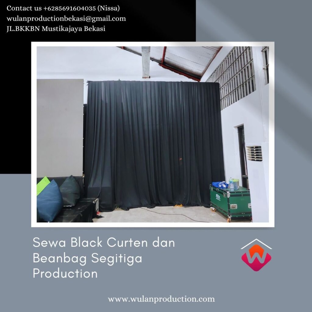 Sewa Black Curtain dan Bean Bag Segitiga Peruri Jakarta Selatan