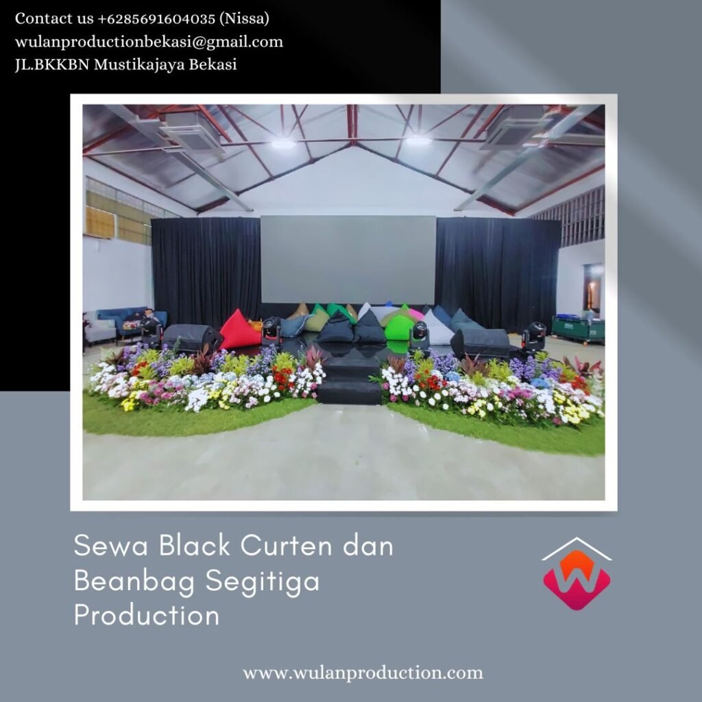 Sewa Black Curtain dan Bean Bag Segitiga Peruri Jakarta Selatan