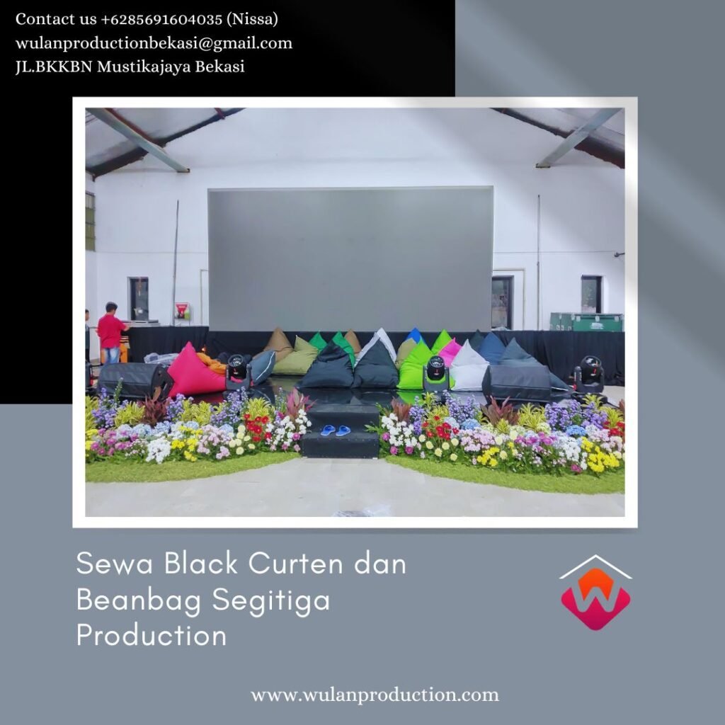 Sewa Black Curtain dan Bean Bag Segitiga Peruri Jakarta Selatan