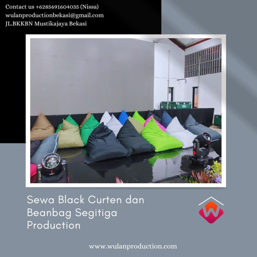 Sewa Black Curtain dan Bean Bag Segitiga Peruri Jakarta Selatan