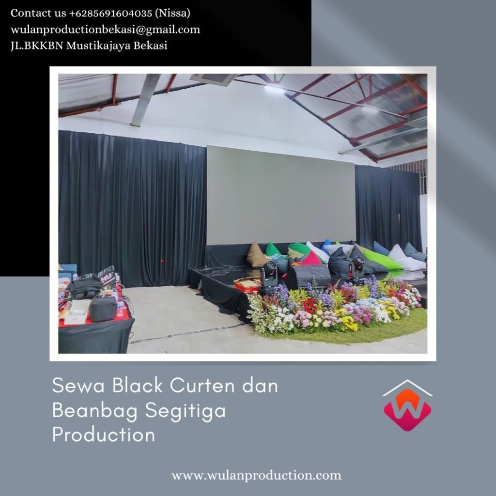 Sewa Black Curtain dan Bean Bag Segitiga Peruri Jakarta Selatan