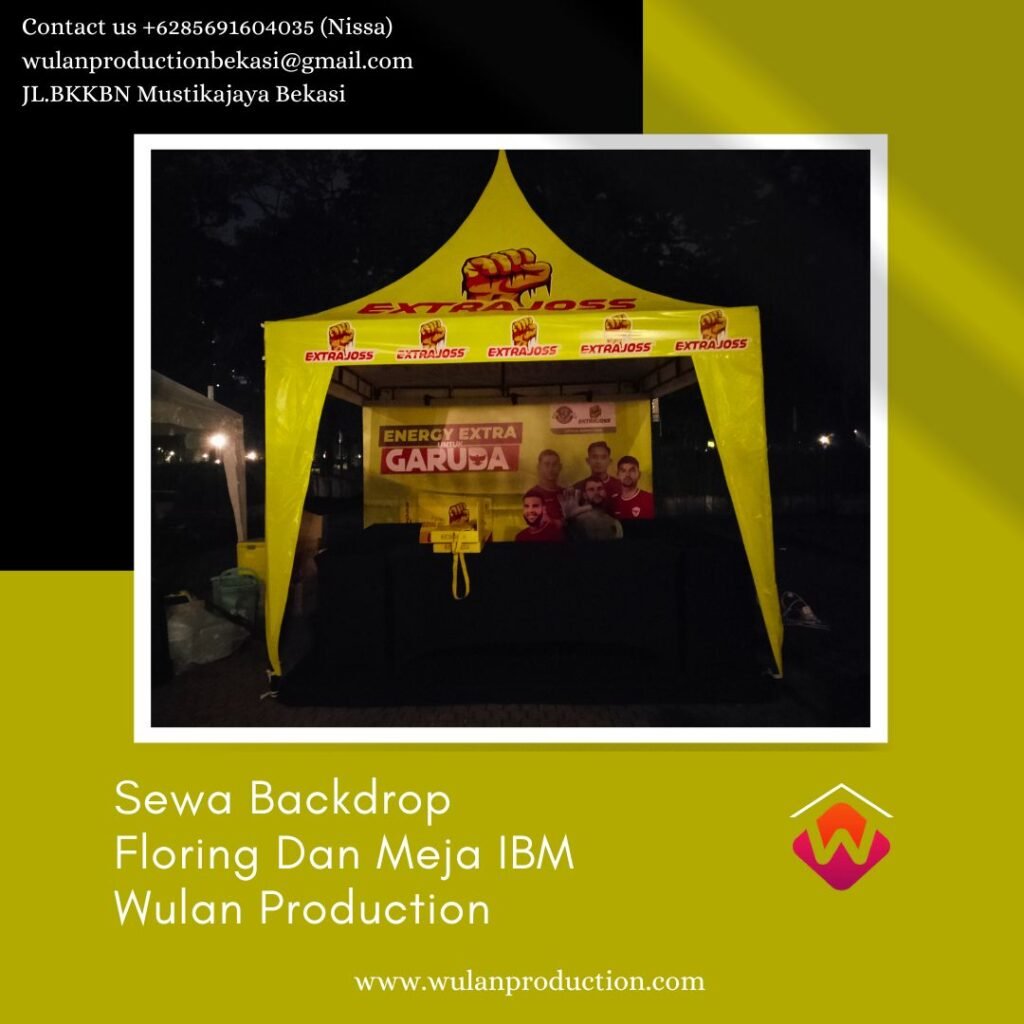 Sewa Backdrop Flooring Dan Meja IBM Cover Hitam Ketat GBK Senayan Jakarta