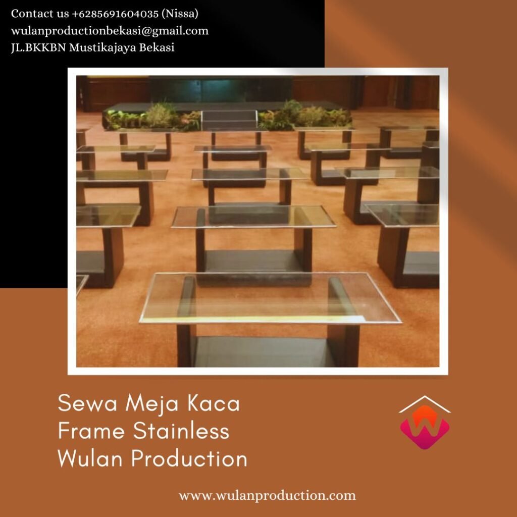 Sewa Meja Kaca Frame Stainless VIP Area Depok