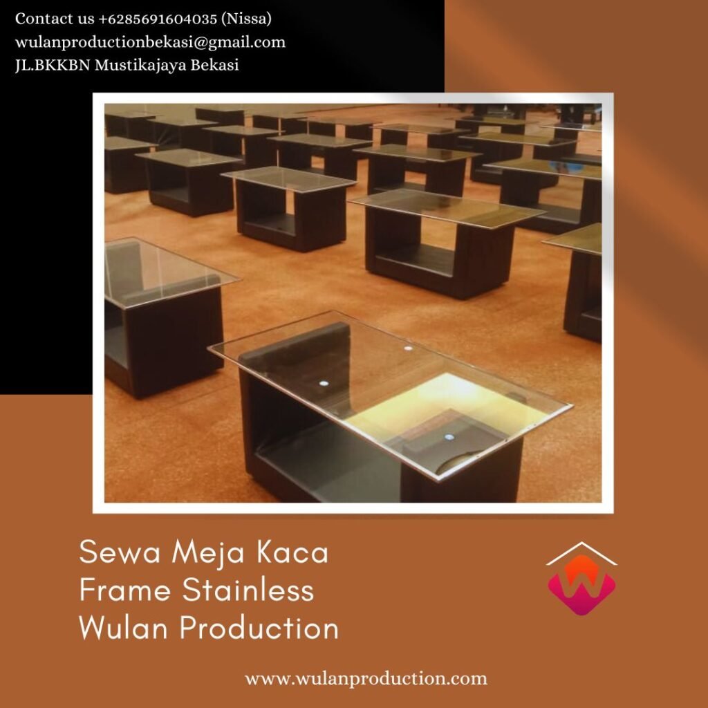 Sewa Meja Kaca Frame Stainless VIP Area Depok