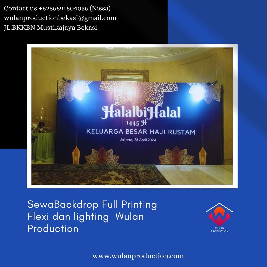 Sewa Backdrop Full Printing Flexi dan lighting Area Jakarta