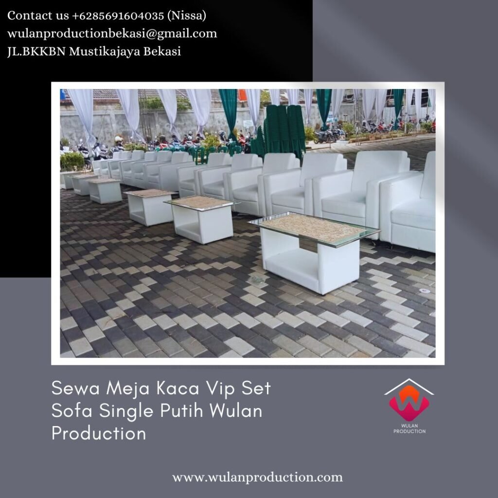 Sewa Meja Kaca Vip Set Sofa Single Putih di Jakarta