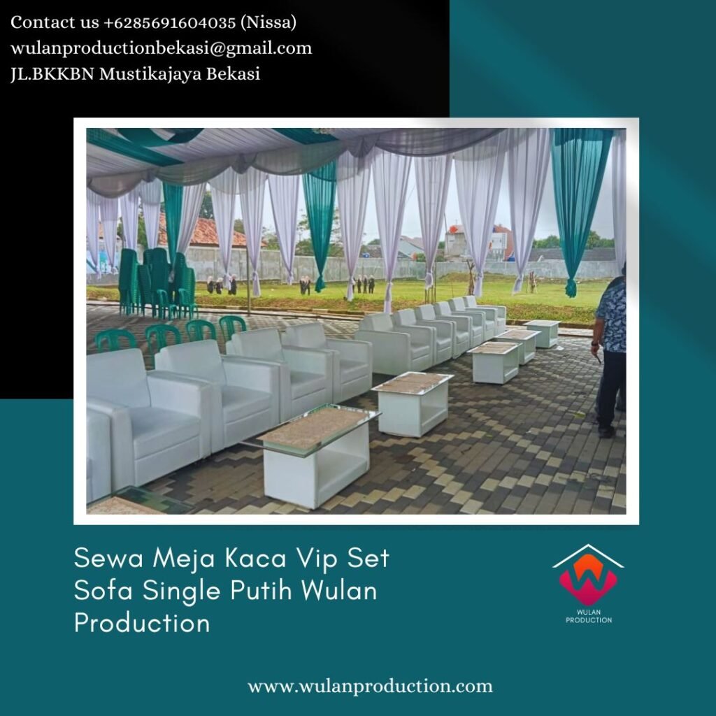 Sewa Meja Kaca Vip Set Sofa Single Putih di Jakarta