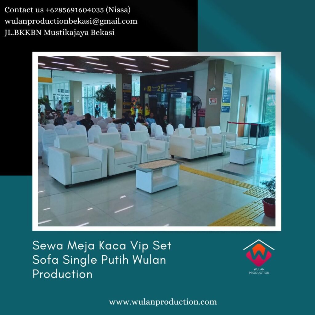 Sewa Meja Kaca Vip Set Sofa Single Putih di Jakarta