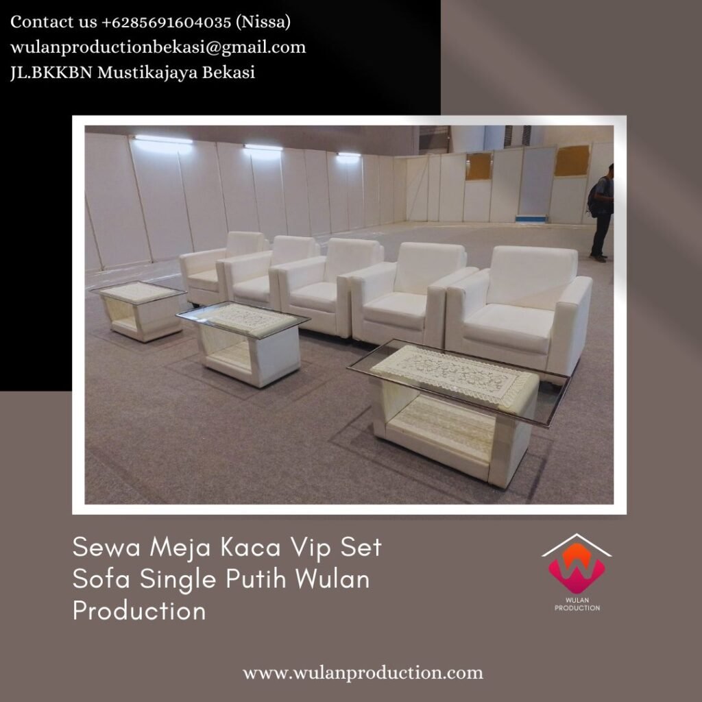 Sewa Meja Kaca Vip Set Sofa Single Putih di Jakarta