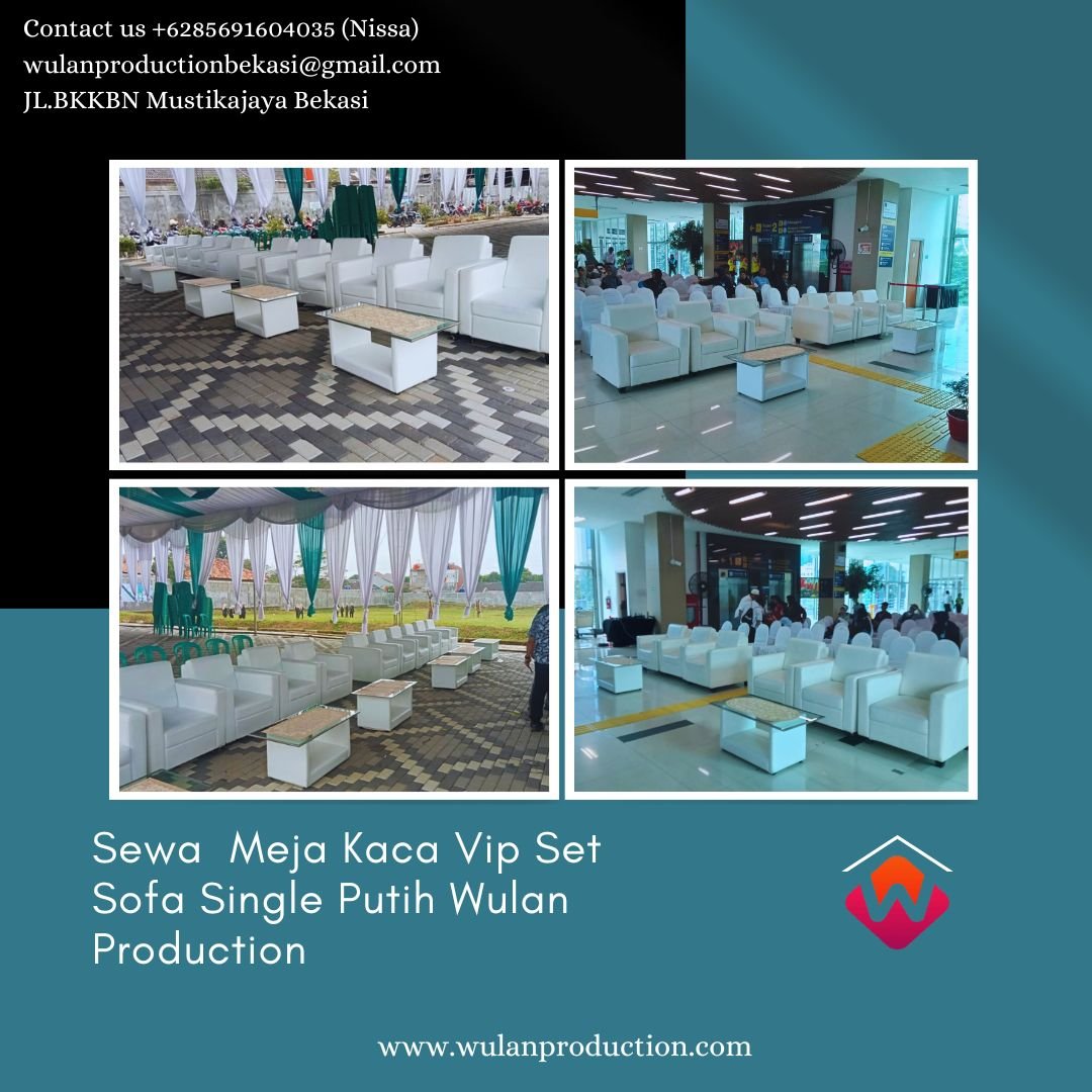 Sewa Meja Kaca Vip Set Sofa Single Putih di Jakarta