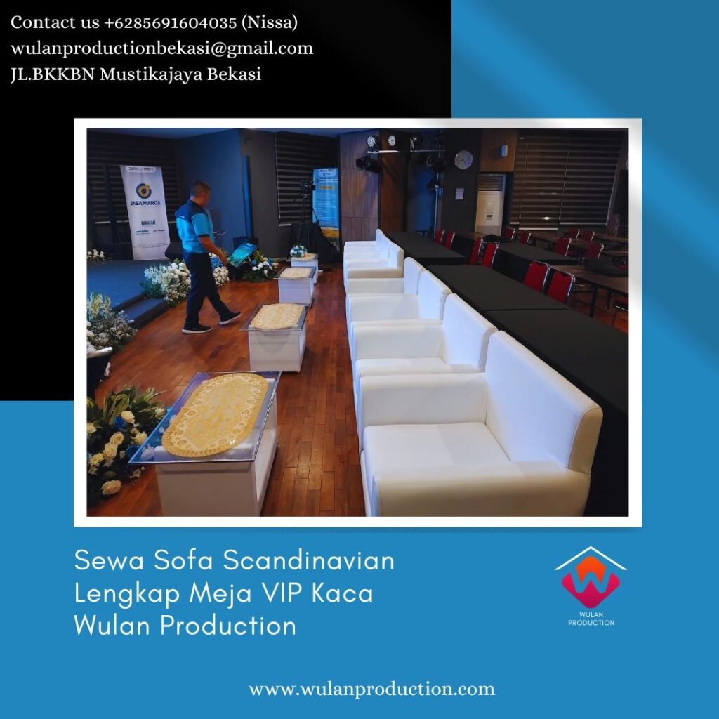 Sewa Sofa Scandinavian Lengkap Meja VIP Kaca Terdekat Bekasi