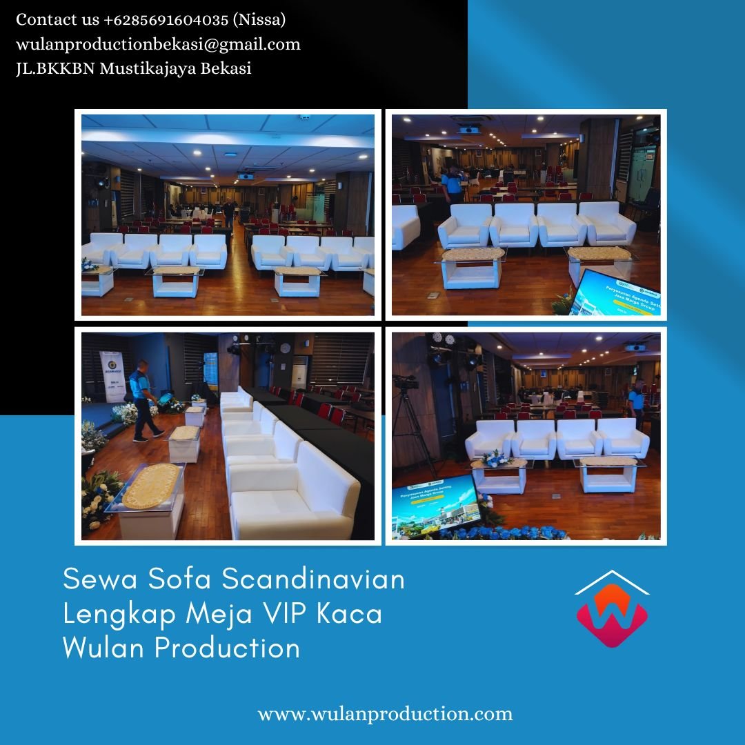 Sewa Sofa Scandinavian Lengkap Meja VIP Kaca Terdekat Bekasi