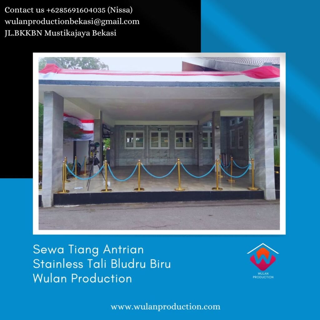 Sewa Tiang Antrian Stainless Tali Bludru Biru Area Jakarta