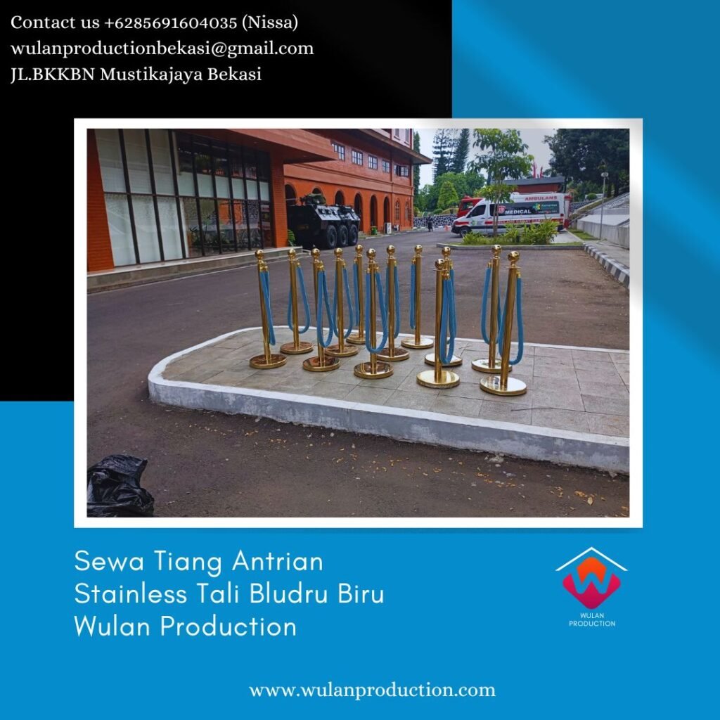 Sewa Tiang Antrian Stainless Tali Bludru Biru Area Jakarta