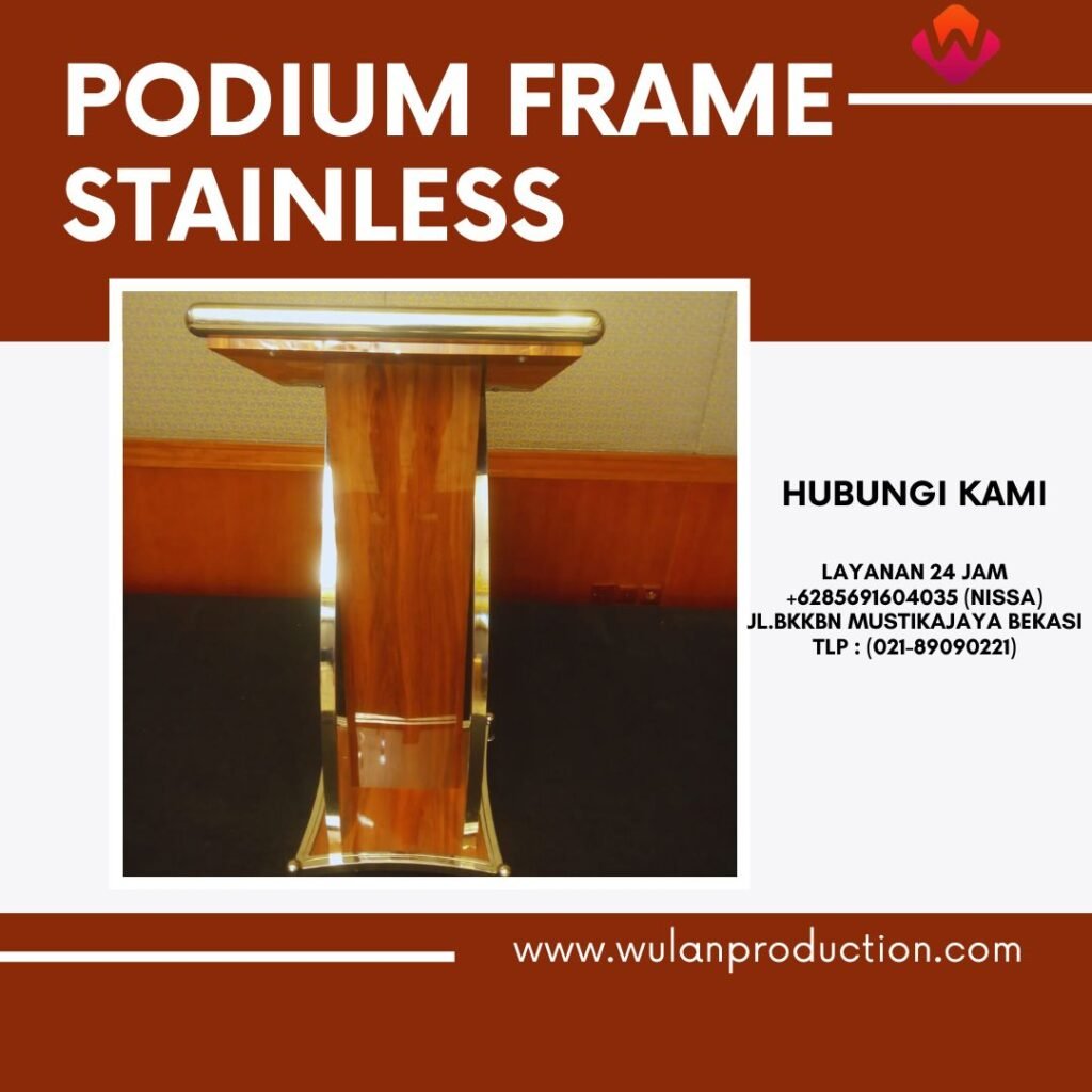 Sewa Podium Frame Stainless Putih Area Jakarta