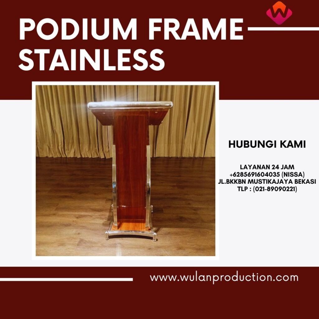 Sewa Podium Frame Stainless Putih Area Jakarta