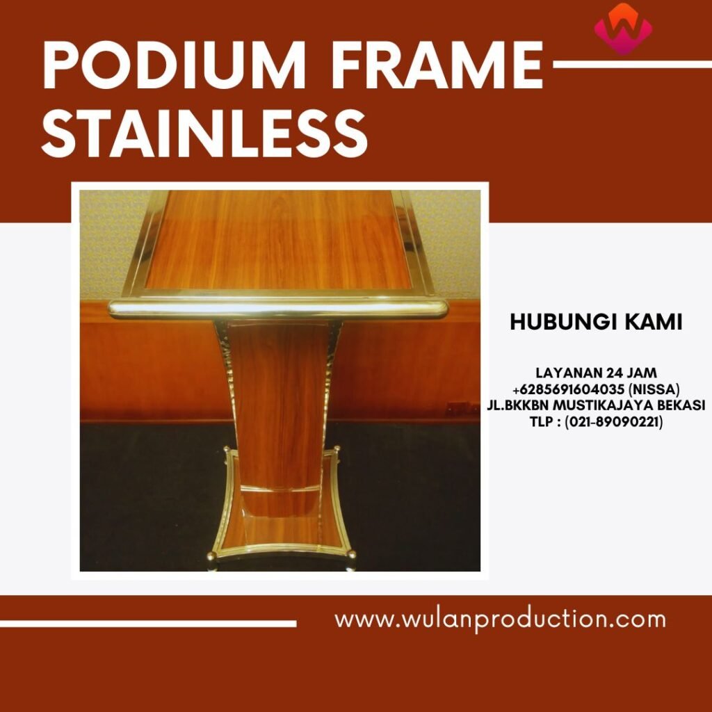 Sewa Podium Frame Stainless Putih Area Jakarta