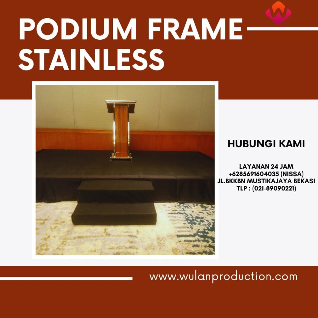 Sewa Podium Frame Stainless Putih Area Jakarta