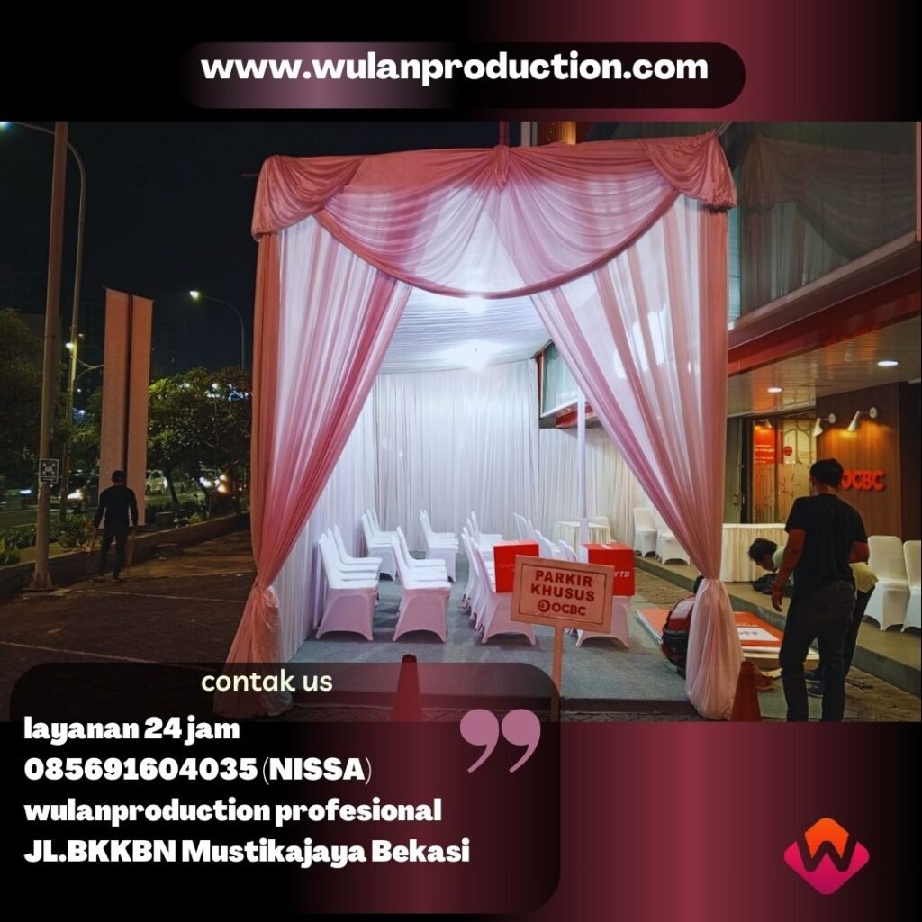 Rental Tenda Dekorasi Serut Plafon Kain juntai Dan Sentris di Jakarta