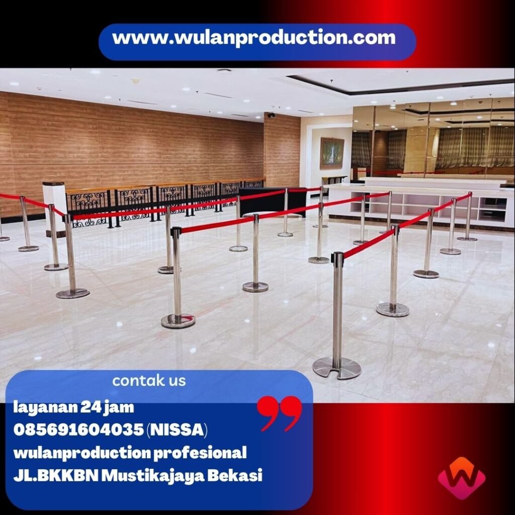 Rental Tiang Antrian Stainless Type Tali Sabuk Merah di Jakarta