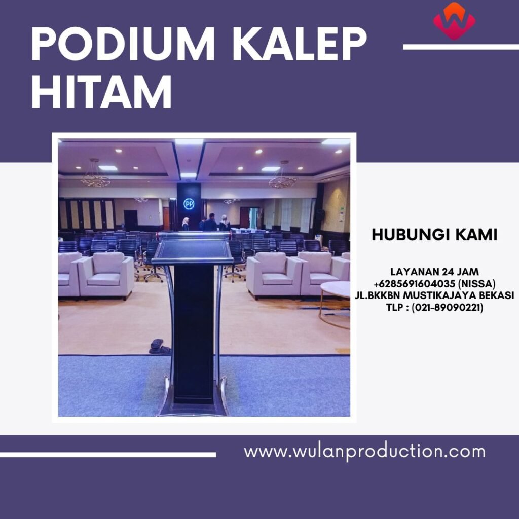 Sewa Podium Kalep Hitam Kerangka Stainless Area Jakarta