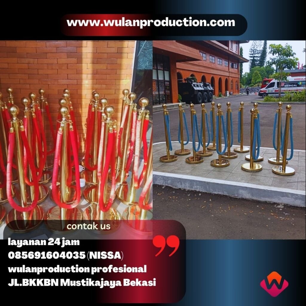Sewa Tiang Antrian VIP Stainless Tali Bludru Hitam Merah Biru Jakarta