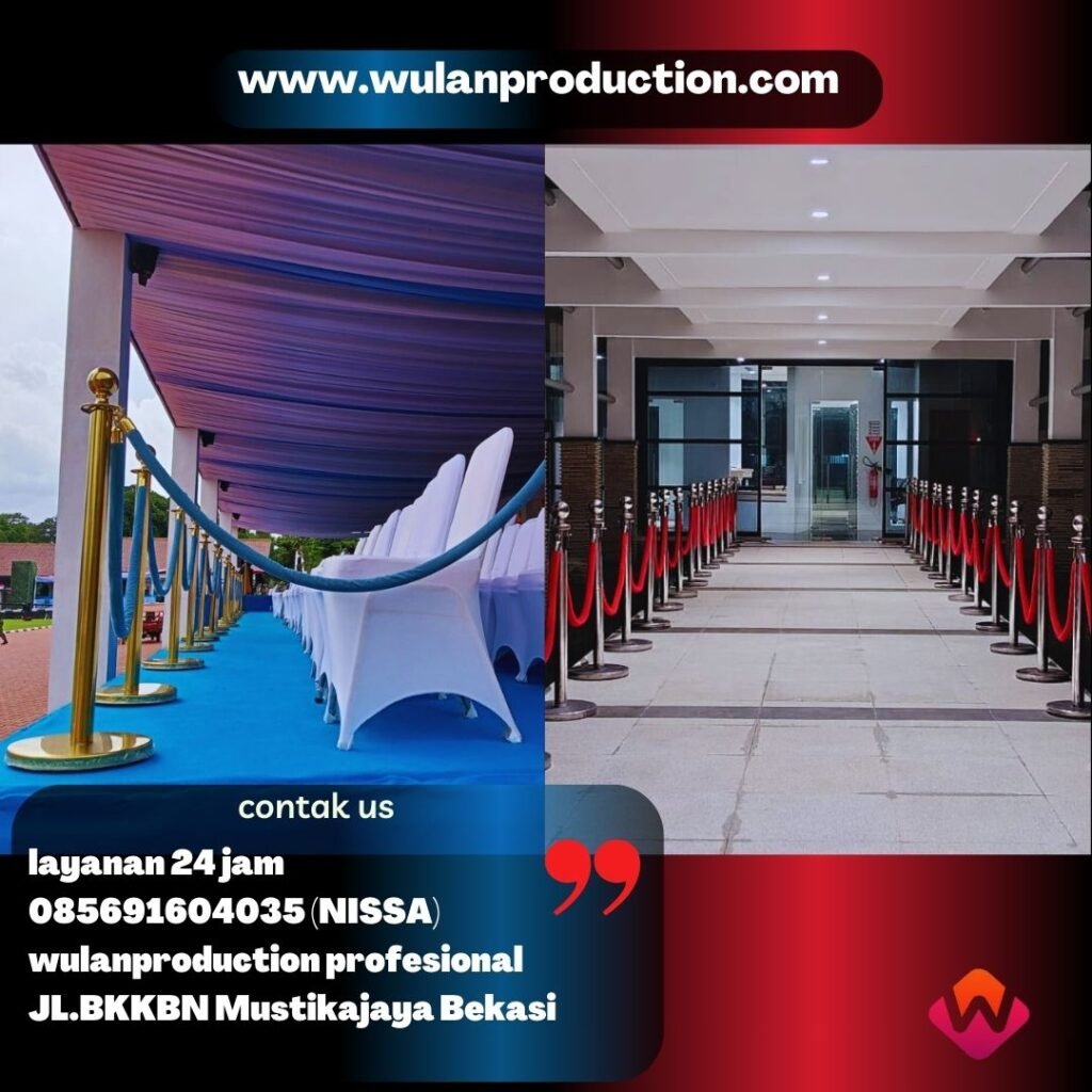Sewa Tiang Antrian VIP Stainless Tali Bludru Hitam Merah Biru Jakarta