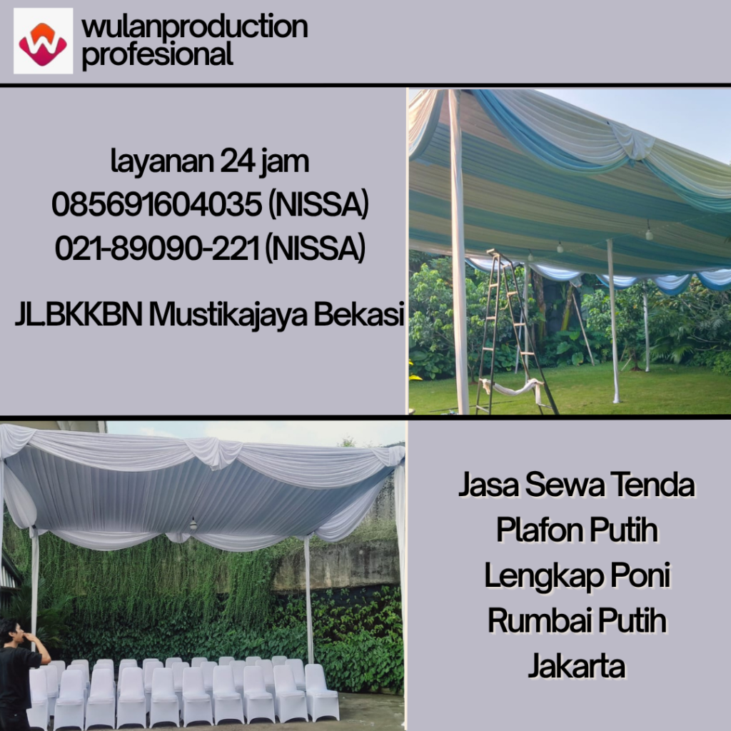 Jasa Sewa Tenda Plafon Putih Lengkap Poni Rumbai Putih Jakarta