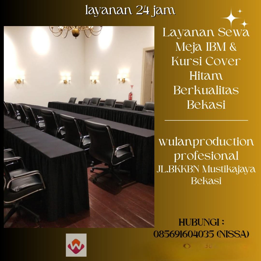 Layanan Sewa Meja IBM & Kursi Cover Hitam Berkualitas Bekasi