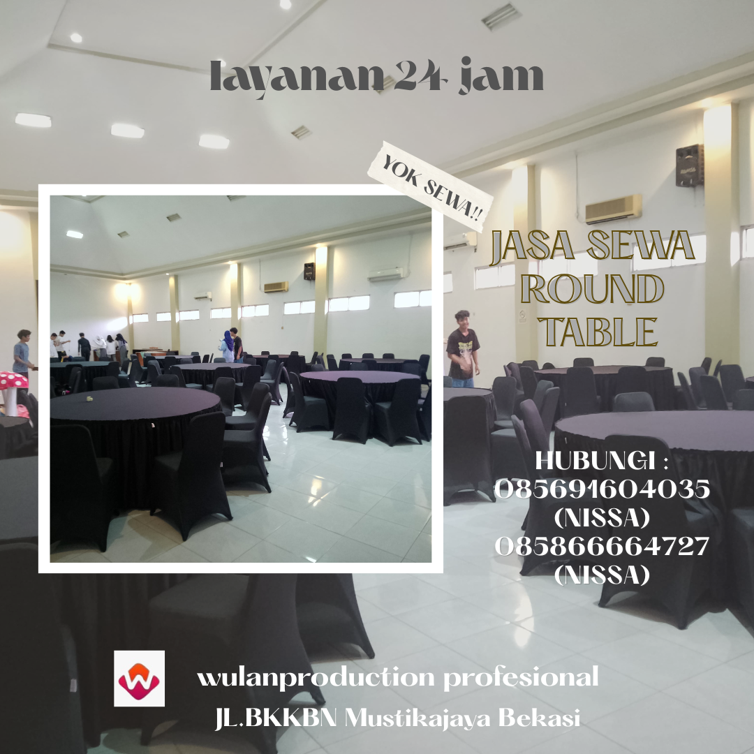 Rental Round Table Black Cover Tangerang