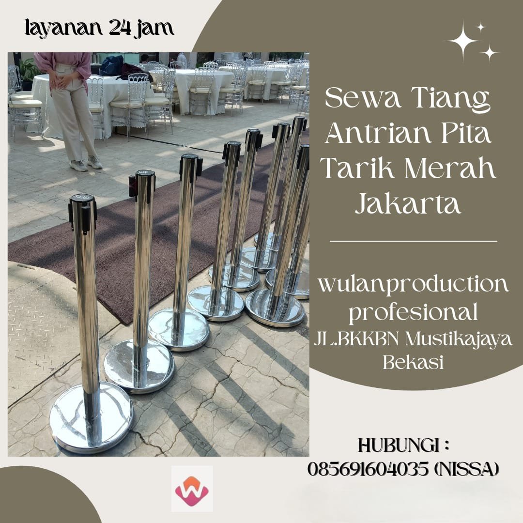 Sewa Tiang Antrian Pita Tarik Merah Jakarta
