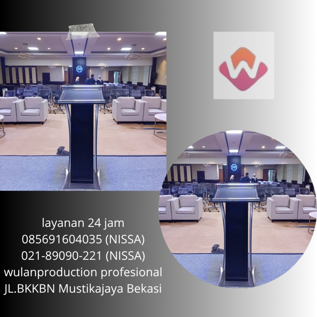 Rental Podium Acrylic Kaki Stainless VIP Jakarta