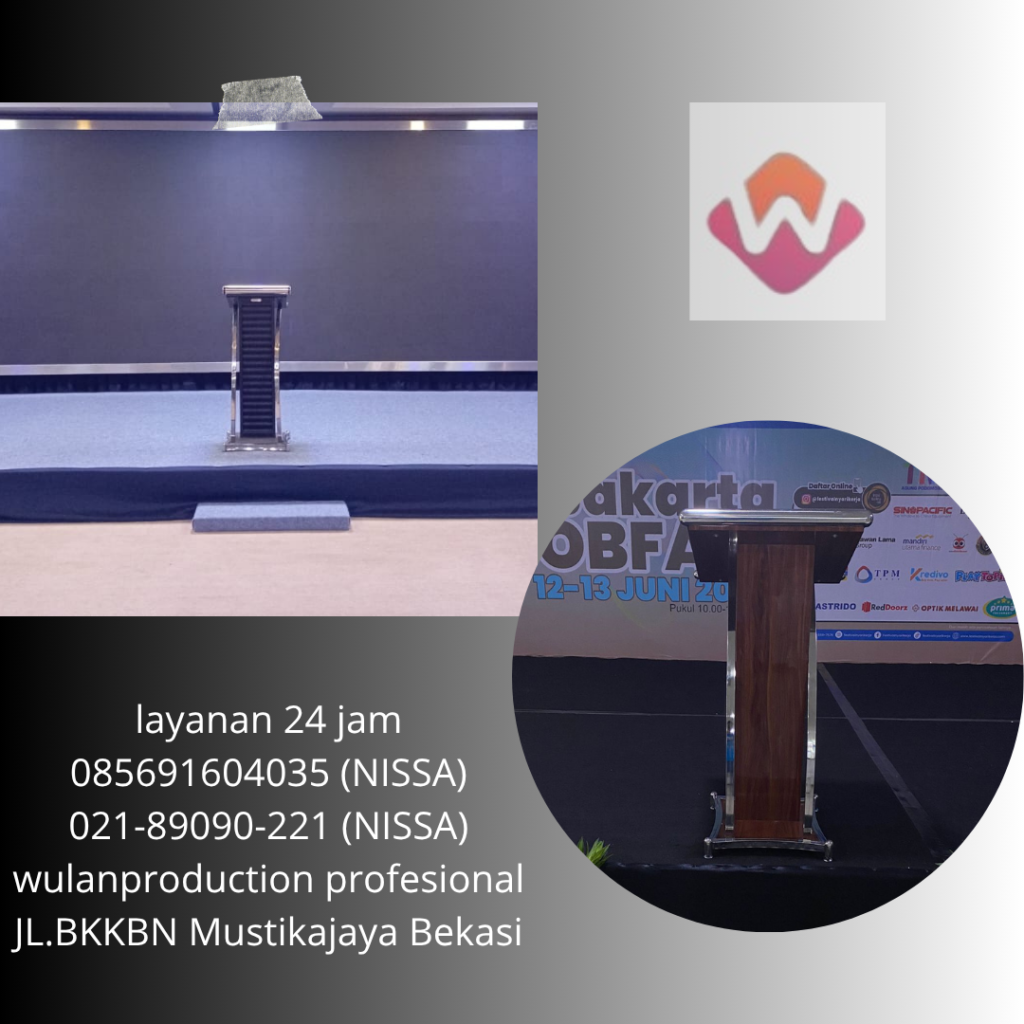 Rental Podium Acrylic Kaki Stainless VIP Jakarta
