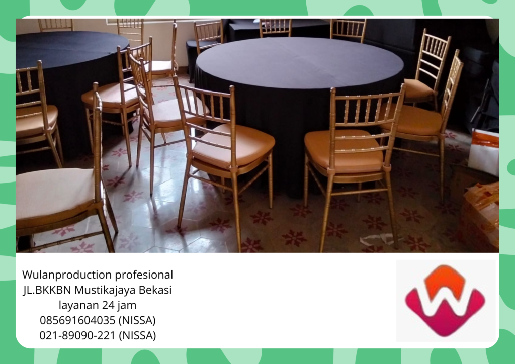 Pusat Sewa Kursi Tiffany Kayu gold dan Raoudtable Bandung