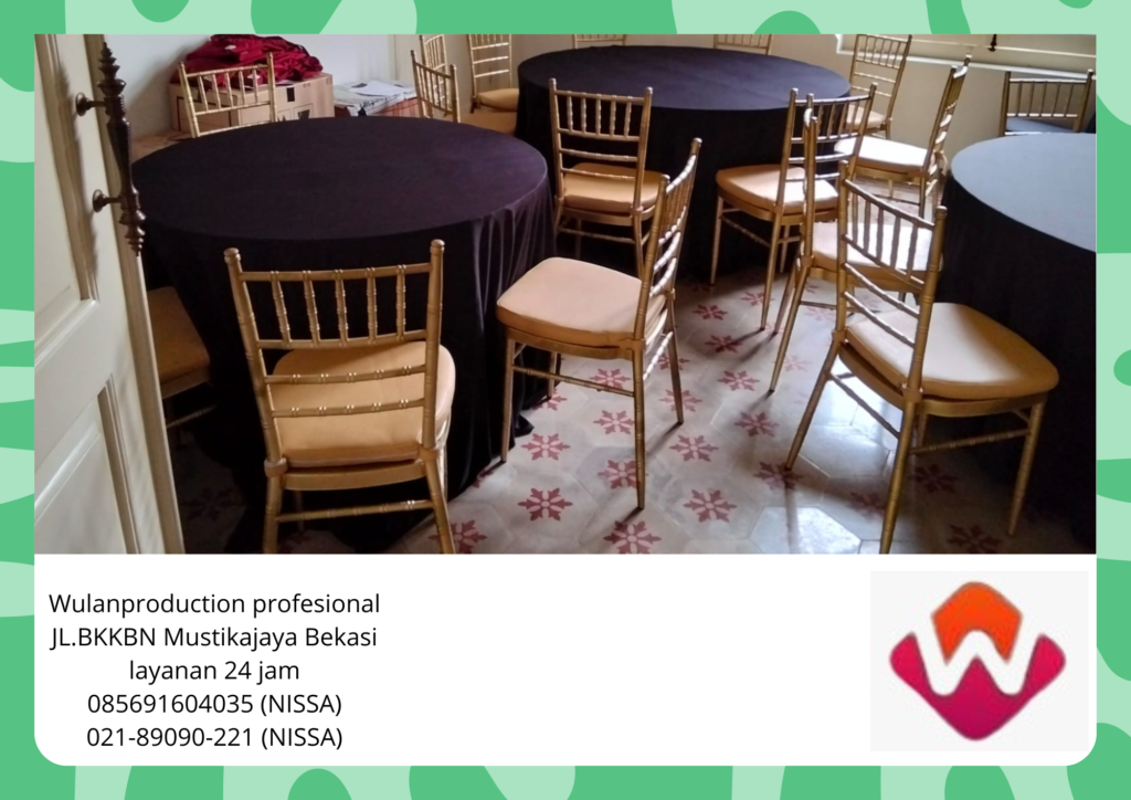 Pusat Sewa Kursi Tiffany Kayu gold dan Raoudtable Bandung