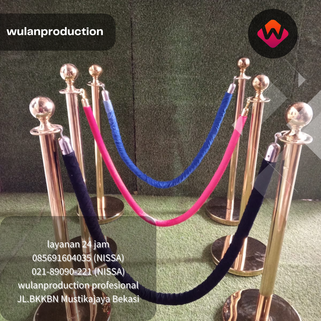 Rental Stand Rope VIP Tali Bludru Merah,Biru,Hitam Bogor