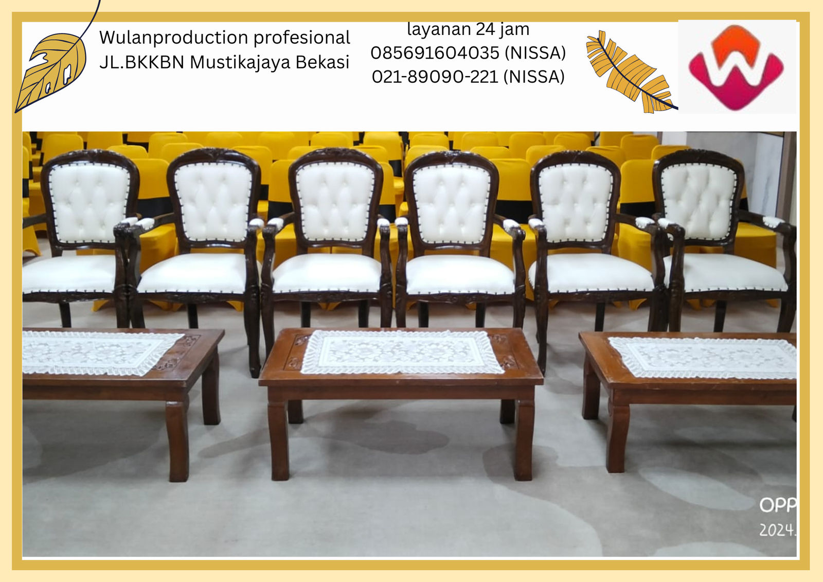 Rental Arm Chairs Set Meja Kayu VIP Jakarta