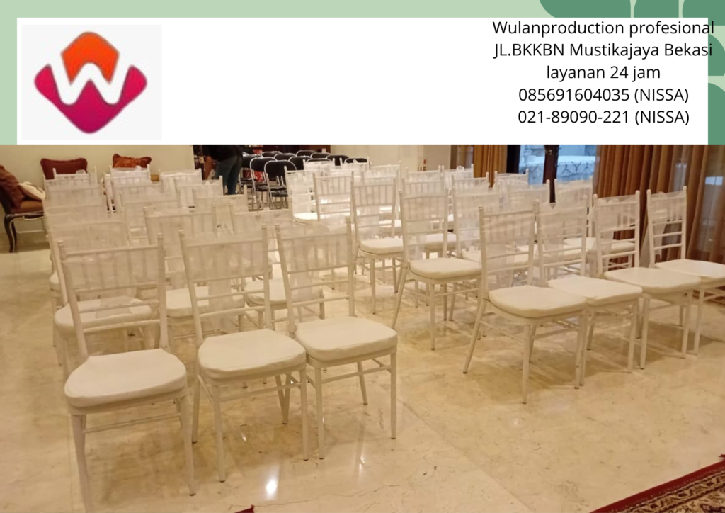 Rental Kursi Tiffany Putih Lengkap Pita Cikarang