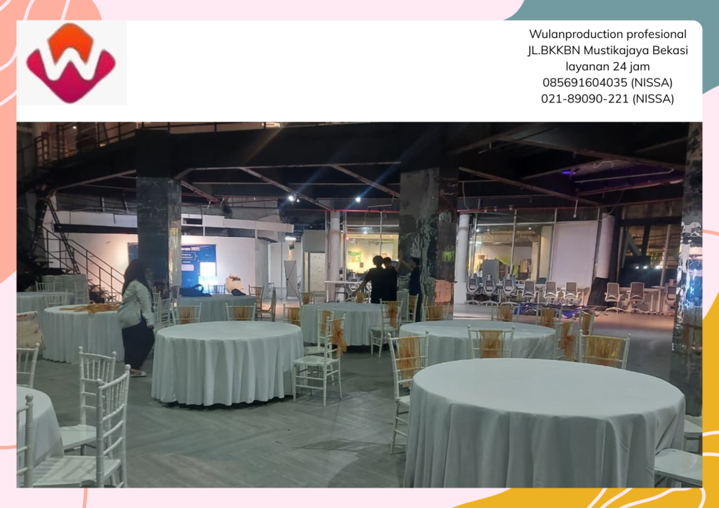 Rental Meja Bulat dan Backdrop Area Bandung
