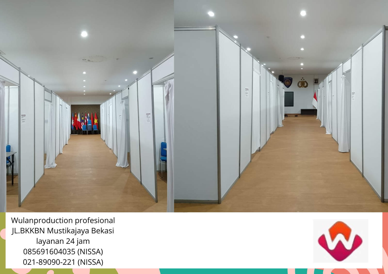 Rental Ruang Partisi Putih Tirai Kain Jakarta