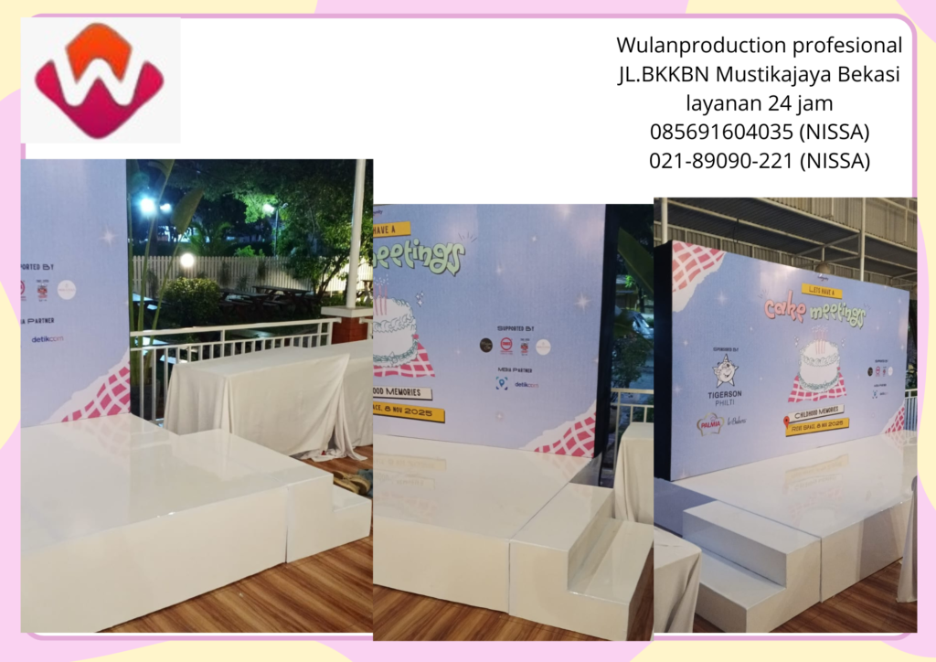 Sewa Backdrop Panggung Melaminto Putih Tiang Antrian Jakarta