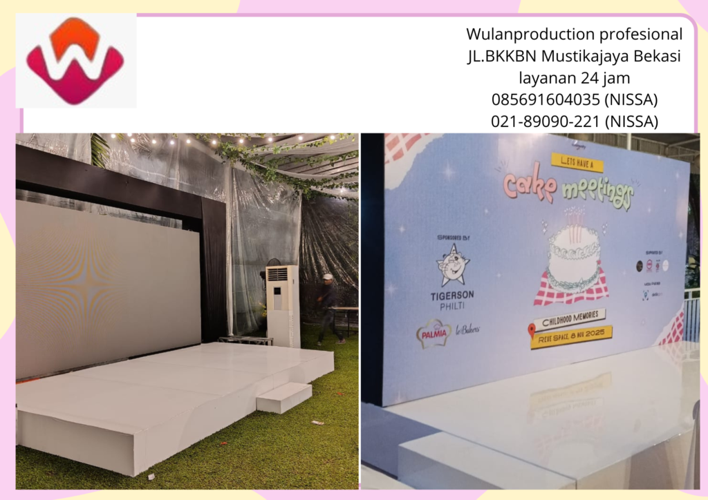 Sewa Backdrop Panggung Melaminto Putih Tiang Antrian Jakarta